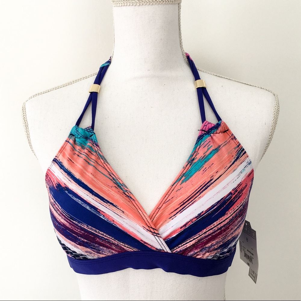 New Size 8 Liz Claiborne Bikini Top Swim Blue